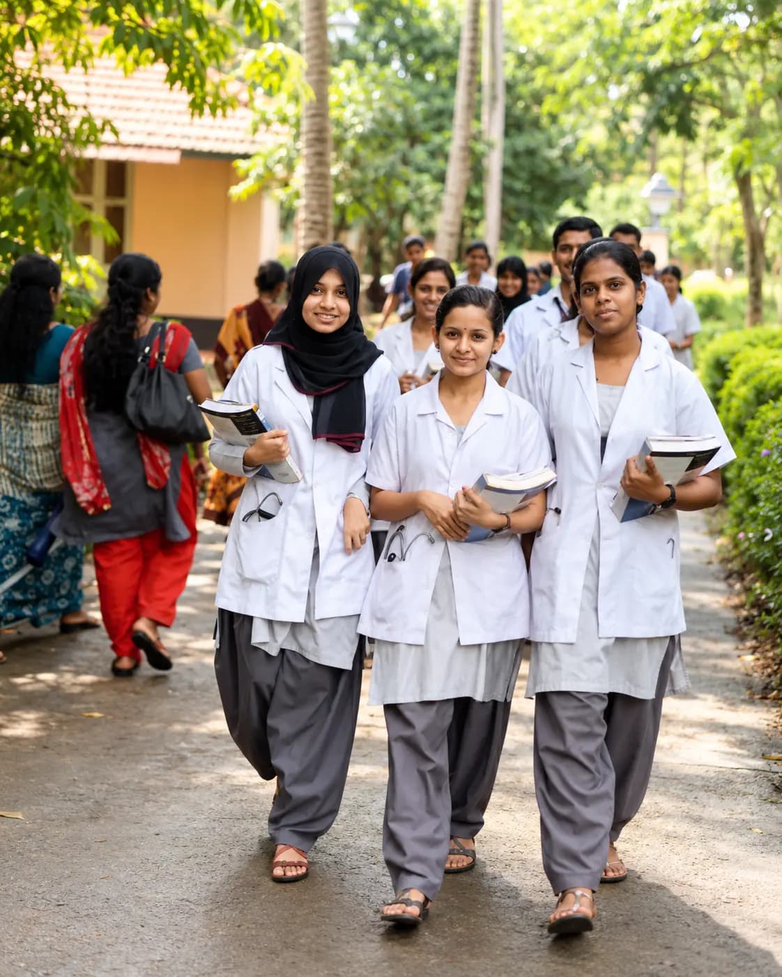 Students walking through the campus